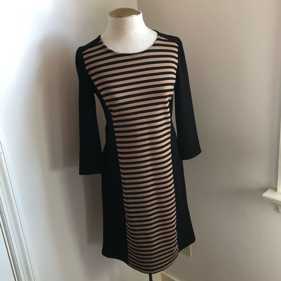 Spense Tan/Black Panel Stripe Long Sleeve Dress - Picture 8 of 8